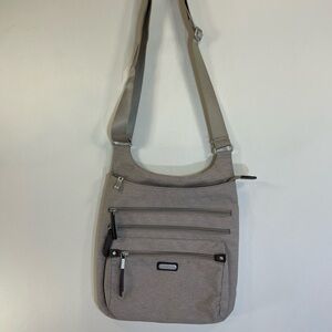 BAGGALINI Crossbody Taupe Nylon Travel Purse - 5 Zippered Pockets 3 Others